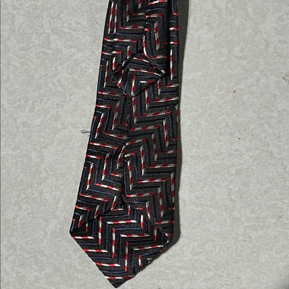 Kid's Chevron Patterned Tie in Black, Red, and Gray